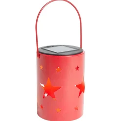 Gifi Lanterne solaire métal rouge 1LED blanc chaud Ø8,5xH11,5cm^ Décoration Extérieure De Noël