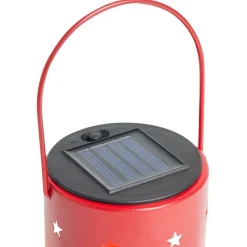 Gifi Lanterne solaire métal rouge 1LED blanc chaud Ø8,5xH11,5cm^ Décoration Extérieure De Noël