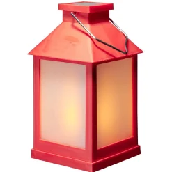 Gifi Lanterne solaire rouge 12 LED blanc chaud à poser ou suspendre H20 cm^ Décoration Extérieure De Noël