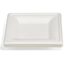 Outlet Gifi Lot de 12 assiettes à dessert carrées en canne à sucre