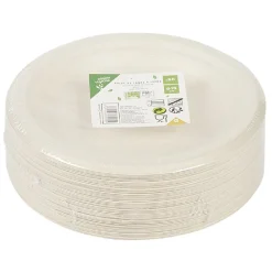 Outlet Gifi Lot de 50 assiettes à dessert rondes jetables en canne à sucre