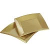 Outlet Gifi Lot de 6 assiettes carrées dorées en plastique réutilisable