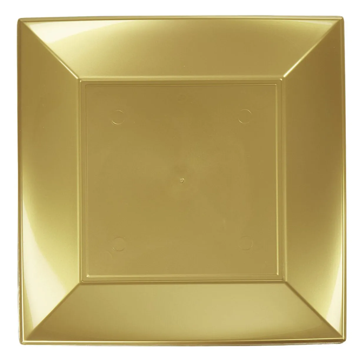 Outlet Gifi Lot de 6 assiettes carrées dorées en plastique réutilisable