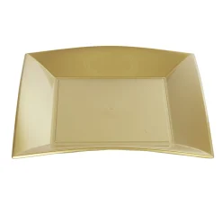 Outlet Gifi Lot de 6 assiettes carrées dorées en plastique réutilisable