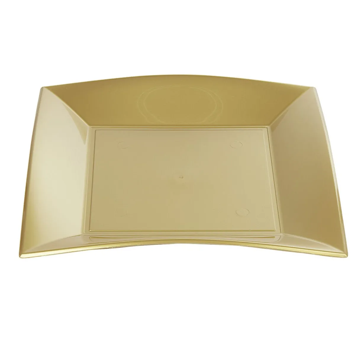 Outlet Gifi Lot de 6 assiettes carrées dorées en plastique réutilisable