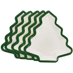 Clearance Gifi Lot de 10 assiettes carton Sapin blanc avec liseré vert