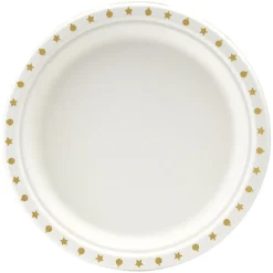 Best Gifi Lot de 20 assiettes en canne à sucre bord imprimé Ø22,5cm