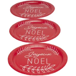 Best Gifi Lot de 10 assiettes en carton rouge "Joyeux Noël"