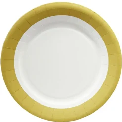 Best Gifi Lot de 10 assiettes en carton Ø23 cm doré