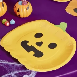 Outlet Gifi Lot de 8 assiettes en carton Ø23cm design citrouille Halloween