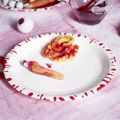 Outlet Gifi Lot de 8 assiettes en carton Ø23cm design sang Halloween