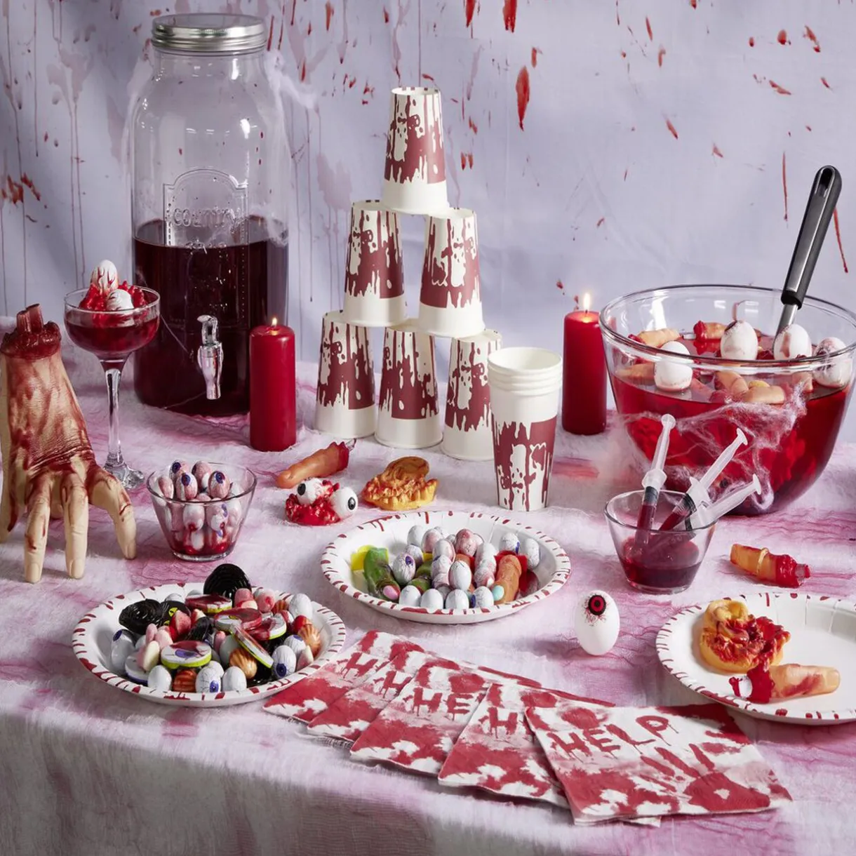 Outlet Gifi Lot de 8 assiettes en carton Ø23cm design sang Halloween