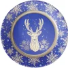Clearance Gifi Lot de 10 assiettes jetables en carton bleu motif cerf doré