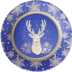 Clearance Gifi Lot de 10 assiettes jetables en carton bleu motif cerf doré