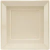 Outlet Gifi Lot de 6 assiettes plates carrées en plastique réutilisable blanc lin