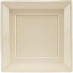 Outlet Gifi Lot de 6 assiettes plates carrées en plastique réutilisable blanc lin