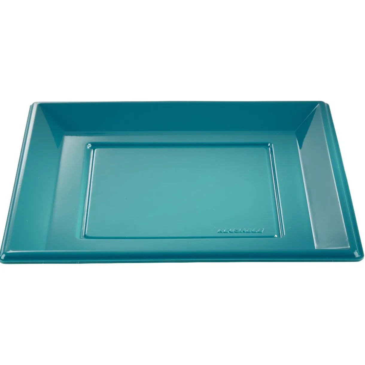 Sale Gifi Lot de 6 assiettes plates carrées en plastique réutilisable bleu canard