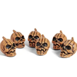 Gifi Lot de 6 citrouilles têtes de mort décoration Halloween à poser