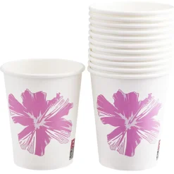 Outlet Gifi Lot de 10 gobelets en carton design fleur d'hibiscus