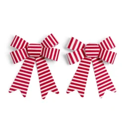 Hot Gifi Lot de 2 noeuds rayés rouges et blancs Candyland 12x15cm