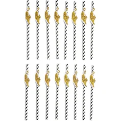 Outlet Gifi Lot de 16 pailles décorées papier L25cm