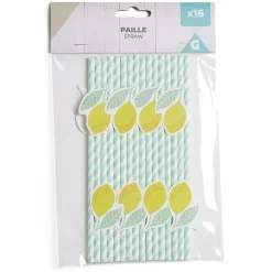 Outlet Gifi Lot de 16 pailles décorées papier L25cm