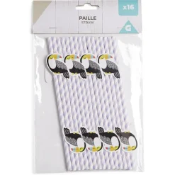 Outlet Gifi Lot de 16 pailles décorées papier L25cm