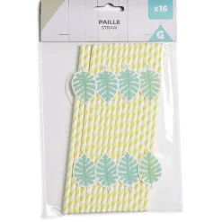 Outlet Gifi Lot de 16 pailles décorées papier L25cm
