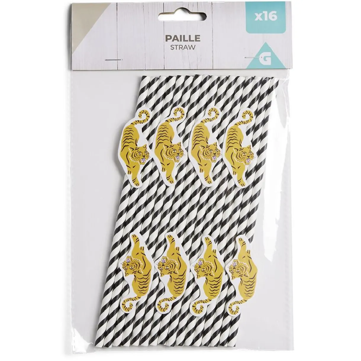 Outlet Gifi Lot de 16 pailles décorées papier L25cm