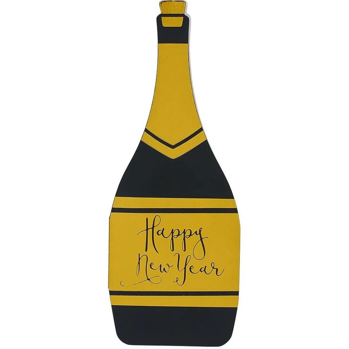 Discount Gifi Lot de 4 pochettes à couverts Nouvel an forme bouteille noir et doré