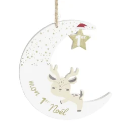 Discount Gifi Lune à suspendre en bois "Mon 1er Noël" H10,5cm