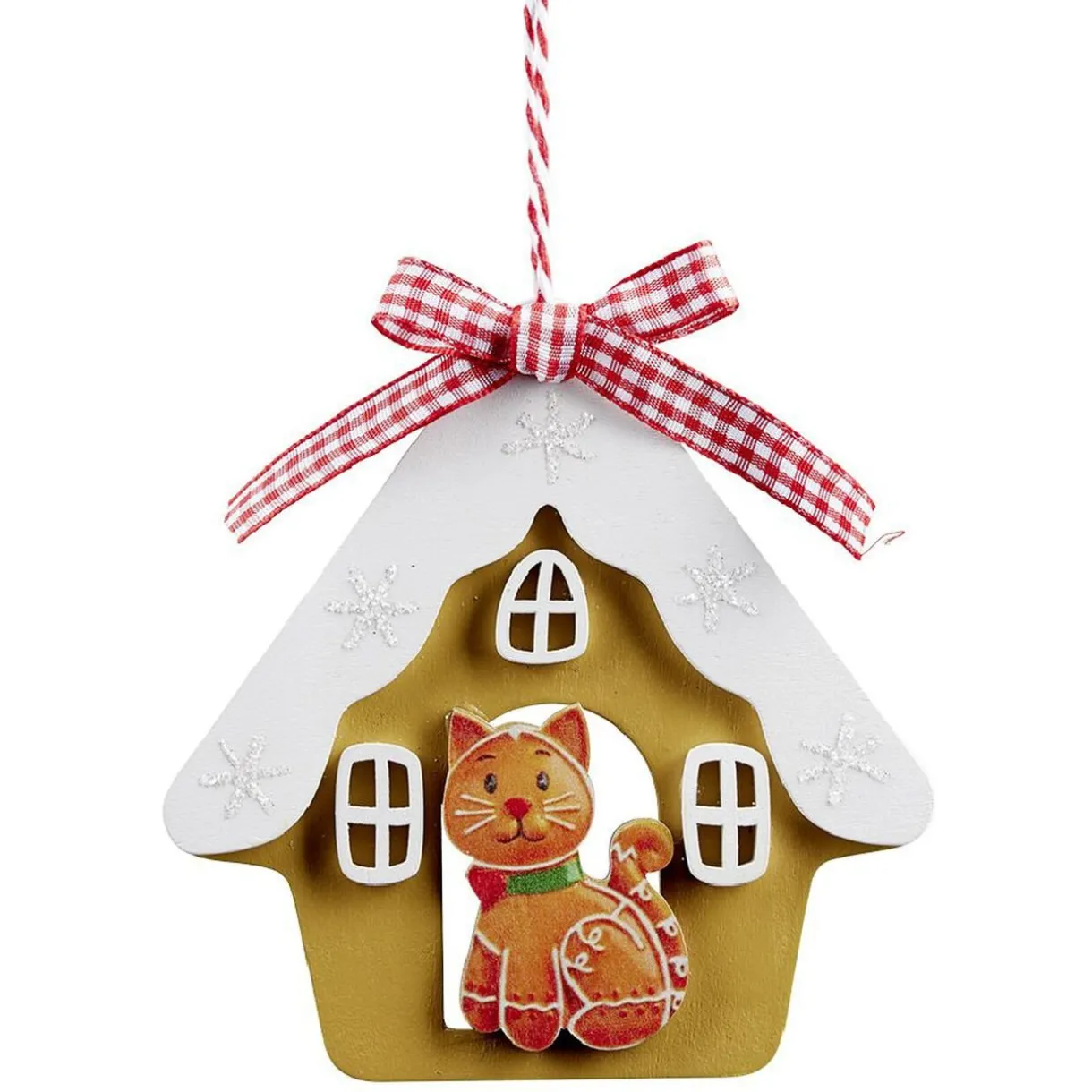 Gifi Maison à suspendre en bois déco chien ou chat 11x11cm^ Décoration Sapin