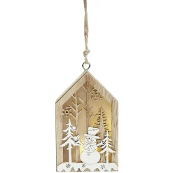 Gifi Maison lumineuse en bois à suspendre, 4 modèles^ Décoration Sapin