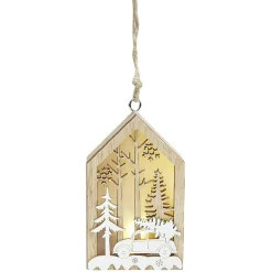 Gifi Maison lumineuse en bois à suspendre, 4 modèles^ Décoration Sapin