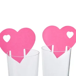 Best Gifi Marque verre coeur rose fuchsia x10