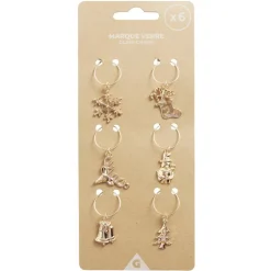 Clearance Gifi Marque verre en zinc thème Noël doré 6 pièces
