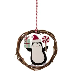 Gifi Mini couronne Noël à suspendre en bois Ø9 cm^ Décoration Sapin