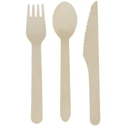 Clearance Gifi Ménagère bois de bouleau fourchette couteau cuillère x150