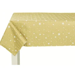 Sale Gifi Nappe damassée en papier doré motif pluie d'étoiles blanches