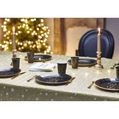 Sale Gifi Nappe damassée en papier doré motif pluie d'étoiles blanches