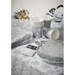 Clearance Gifi Nappe papier damassée étoile + flocon argenté