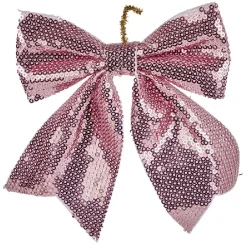 Gifi Noeud à suspendre sequin rose ou doré 13x13cm^ Décoration Sapin