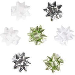 Gifi Noeud bolduc vert blanc argenté x8^ Loisirs Créatifs Et Emballage Cadeau