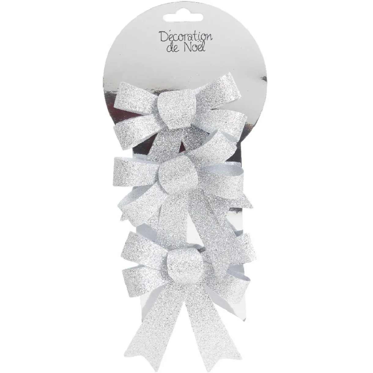 Gifi Noeud de Noël argenté à suspendre x3^ Décoration Sapin