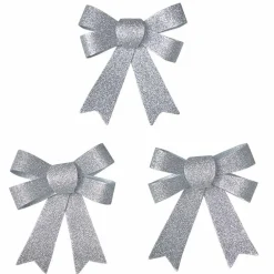 Gifi Noeud de Noël argenté à suspendre x3^ Décoration Sapin