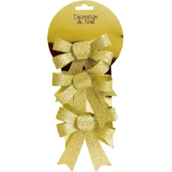 Gifi Noeud de Noël doré à suspendre x3^ Décoration Sapin