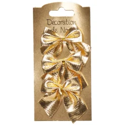 Gifi Noeud Noël doré brillant x 3^ Décoration Sapin