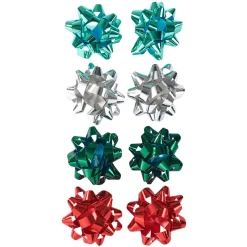 Gifi Noeud pour emballage cadeau de Noël bleu vert rouge argent x8^ Loisirs Créatifs Et Emballage Cadeau