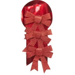 Gifi Noeud rouge pailleté à suspendre x3^ Décoration Sapin