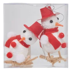 Gifi Oiseau blanc et rouge Noël x2^ Décoration Sapin